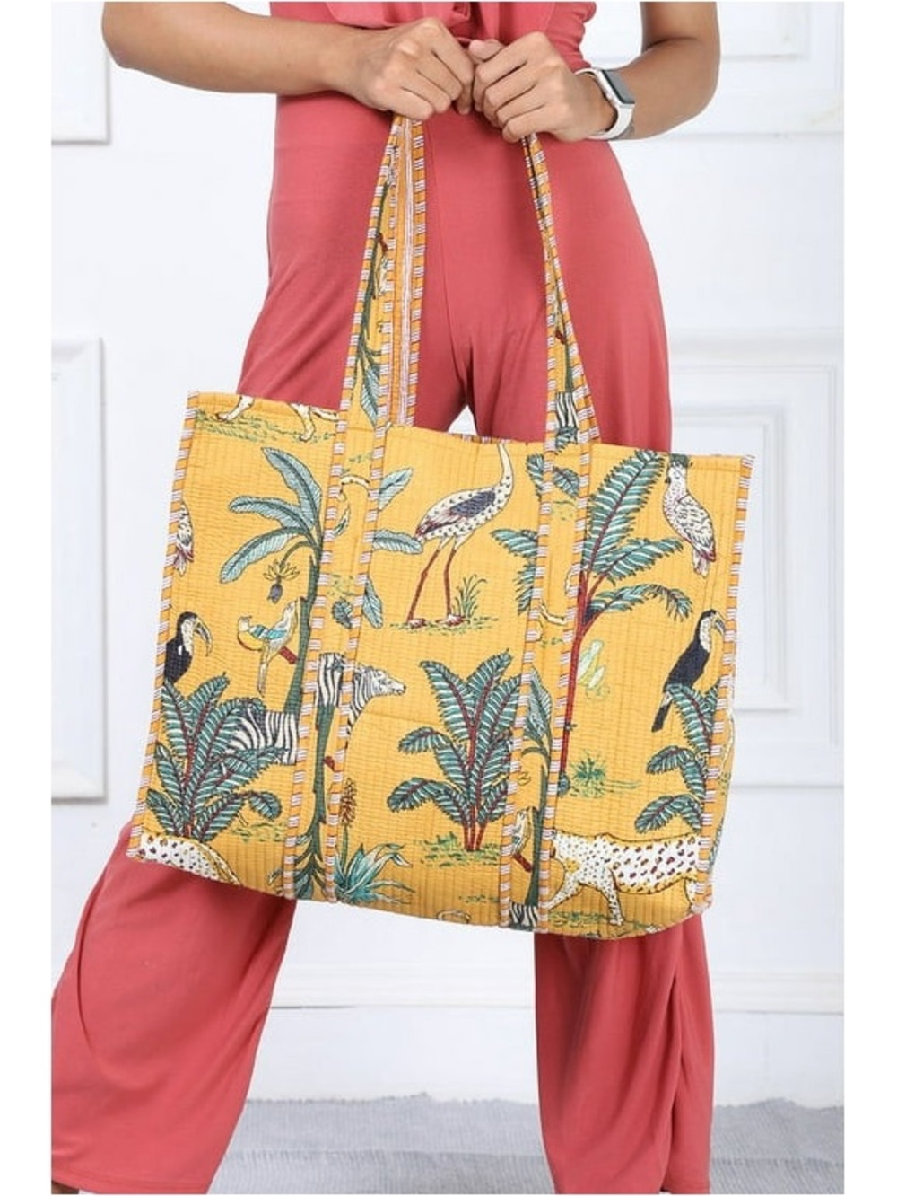 Boho Tote Bag: Large Reversible Quilted Cotton Beach/Tote Bag New